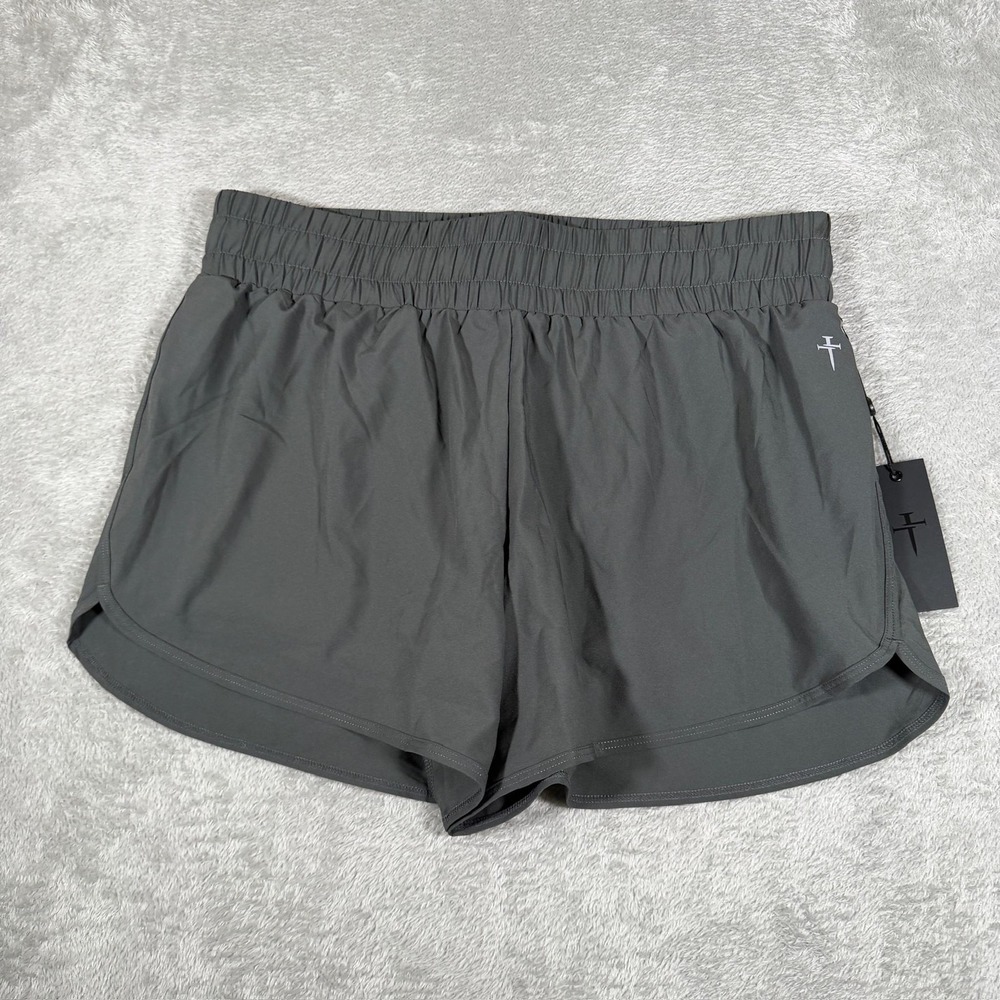 Three Nails Shorts Mens XL‎ Gray 4" Inseam Running Athletic Gym Drawstring